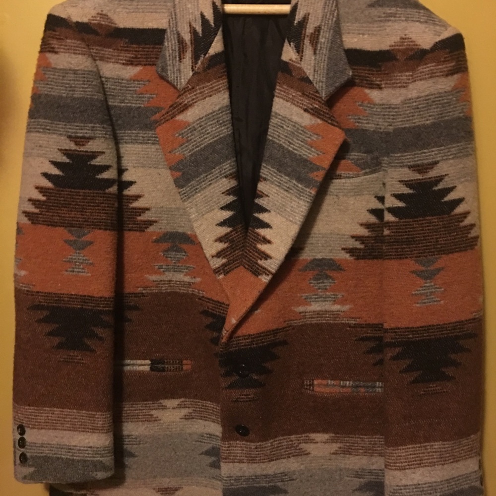 Wool Southwest Indian Blanket Blazer Jacket